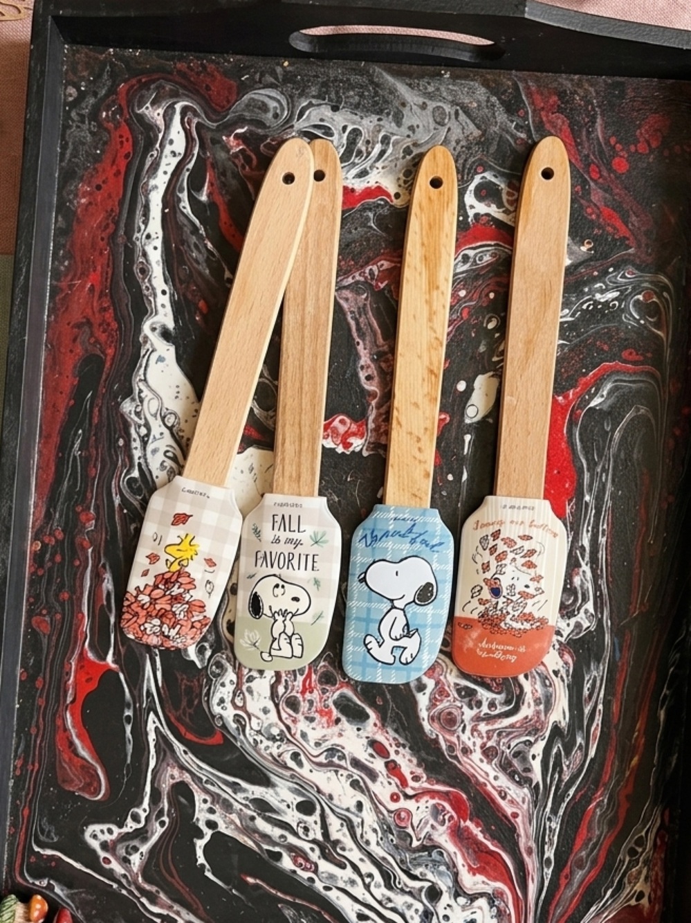 Set of 4 Peanuts-themed Silicone Spatulas - Snoopy & Woodstock
